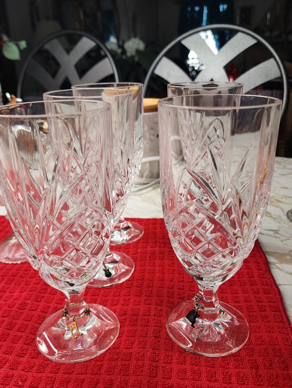 Shannon Crystal Of Ireland (6 LG. GOBLETS FOR TEA ETC...)